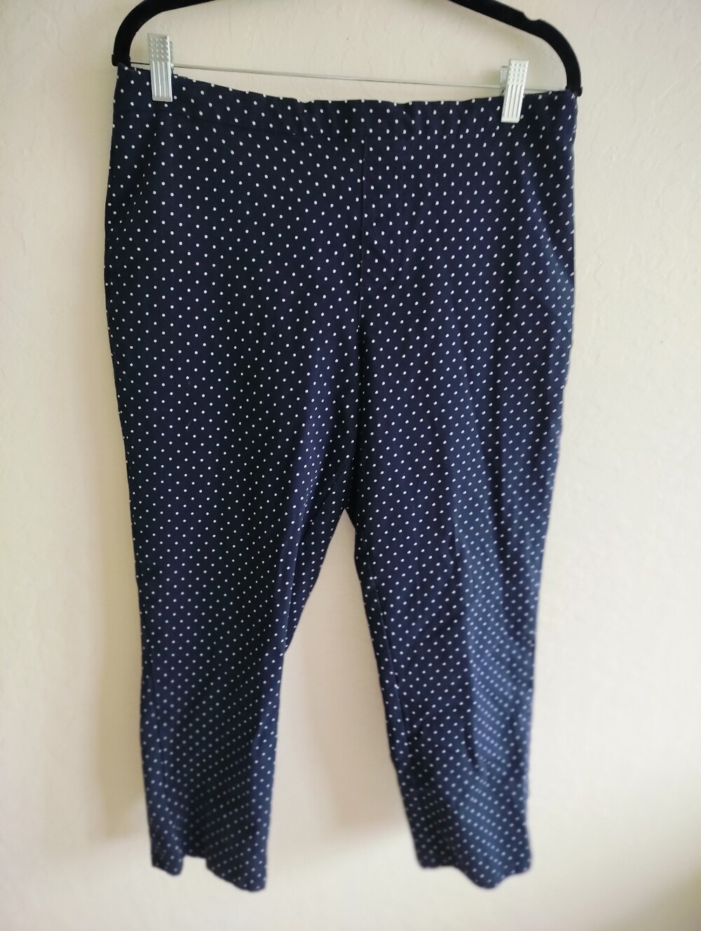 Isaac Mizrahi Live! 24/7 Stretch Polka Dot Ankle Pants Dark Navy Blue - Size 14P